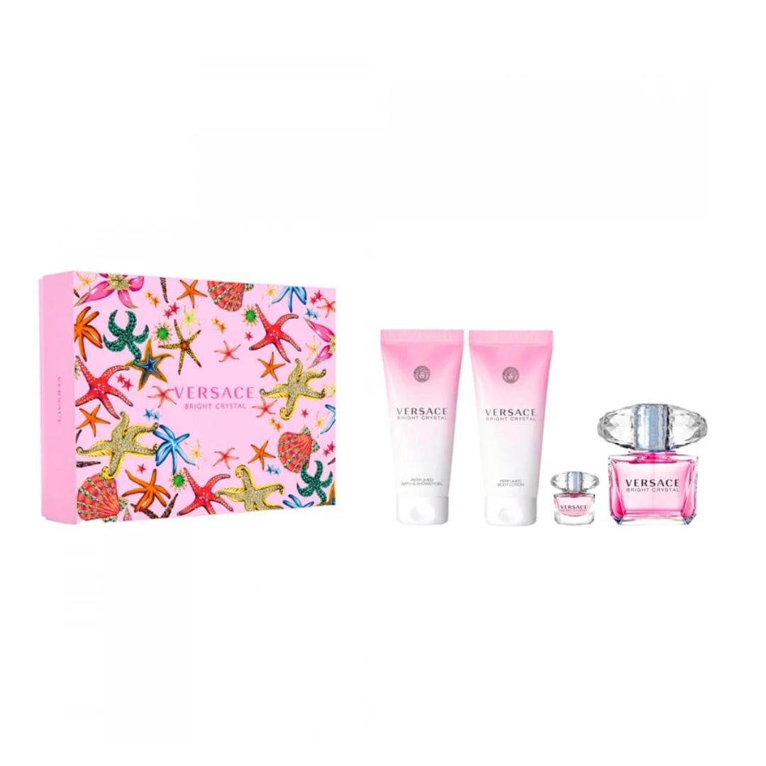 COFFRET VERSACE BRIGHT CRYSTAL POUR FEMME EDT 90ML + BODY LOTION 100ML + SHOWER GELG100ML + MIN I5ML