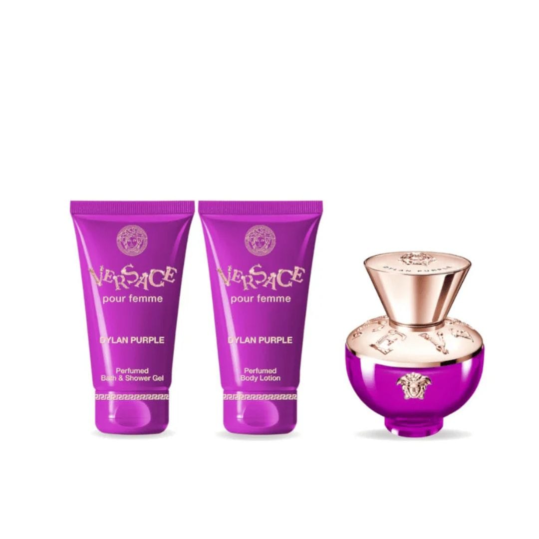 COFRET VERSACE DYLAN PURPLE EAU DE PARFUM 50ML + SHOWER GEL 50ML + BODY LOTION 50ML – imagem 2